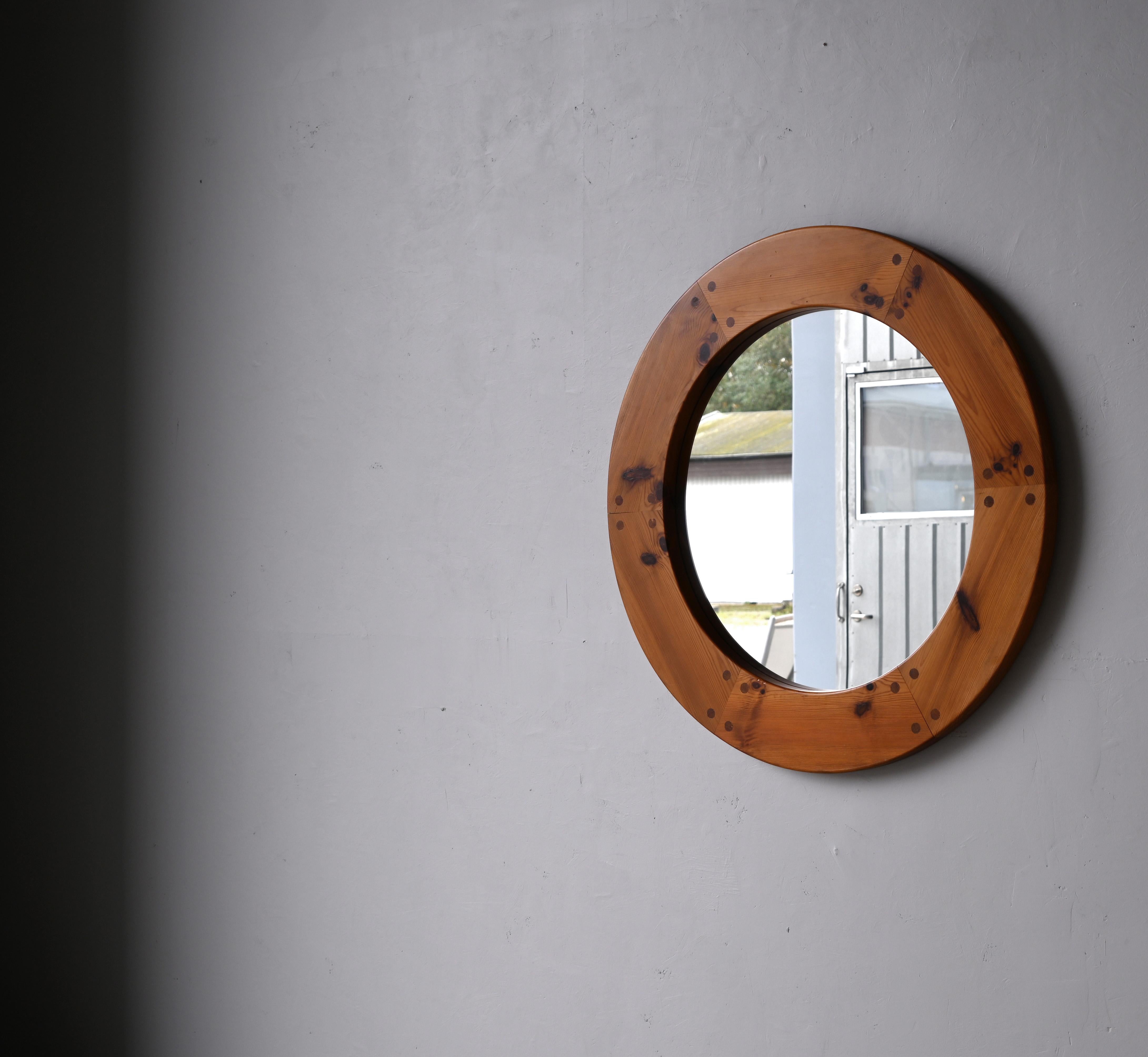 Uno Kristiansson, Large Wall Mirror, Solid Pine, Luxus, Sweden, 1960s 1