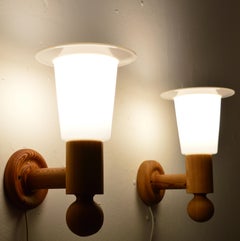 Uno Kristiansson Luxus Schweden Wandleuchten / Wandleuchter Kiefer massiv Schweden, 1960er Jahre