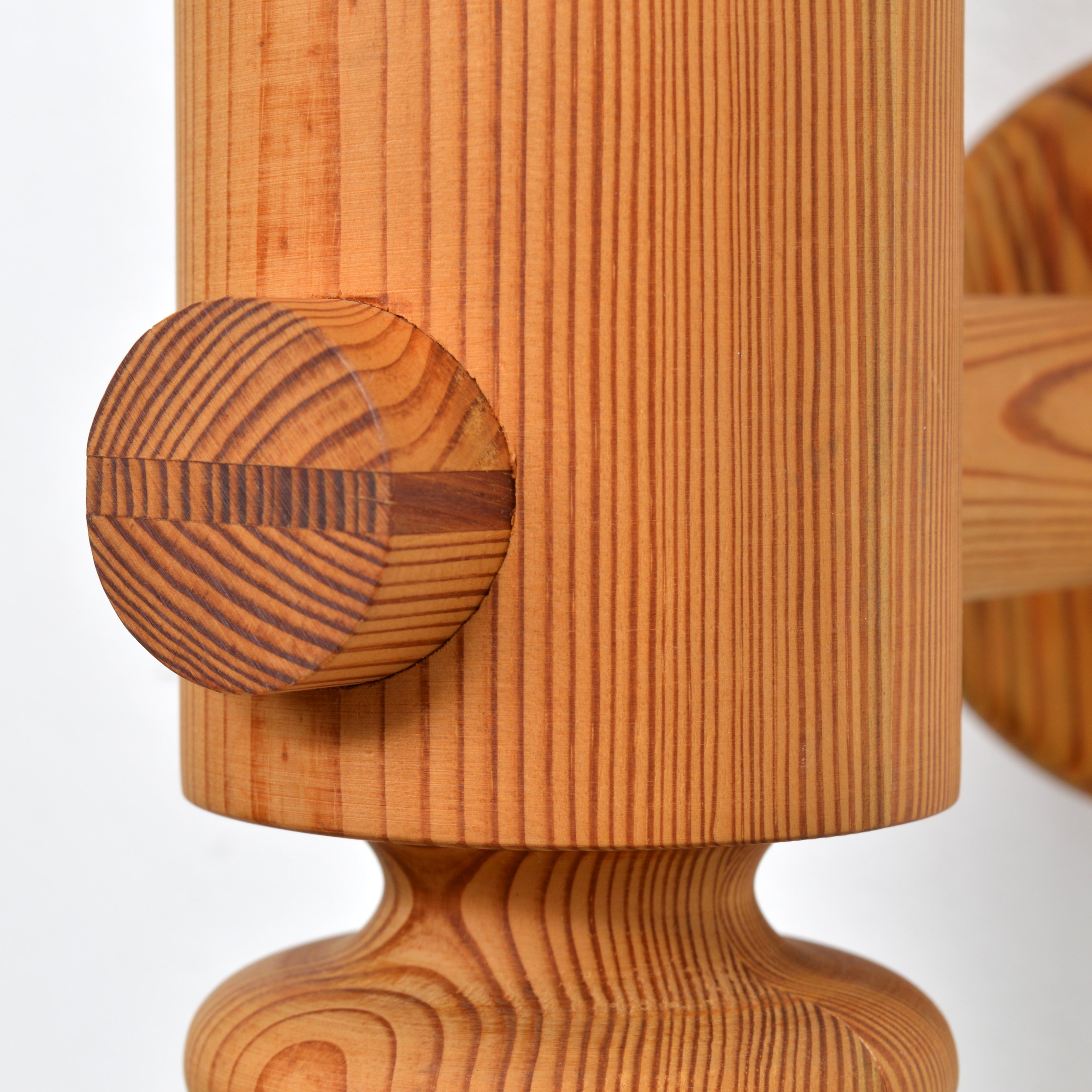 Plastic Uno Kristiansson Luxus Wall Light / Sconce Solid Pine Sweden, 1960s For Sale