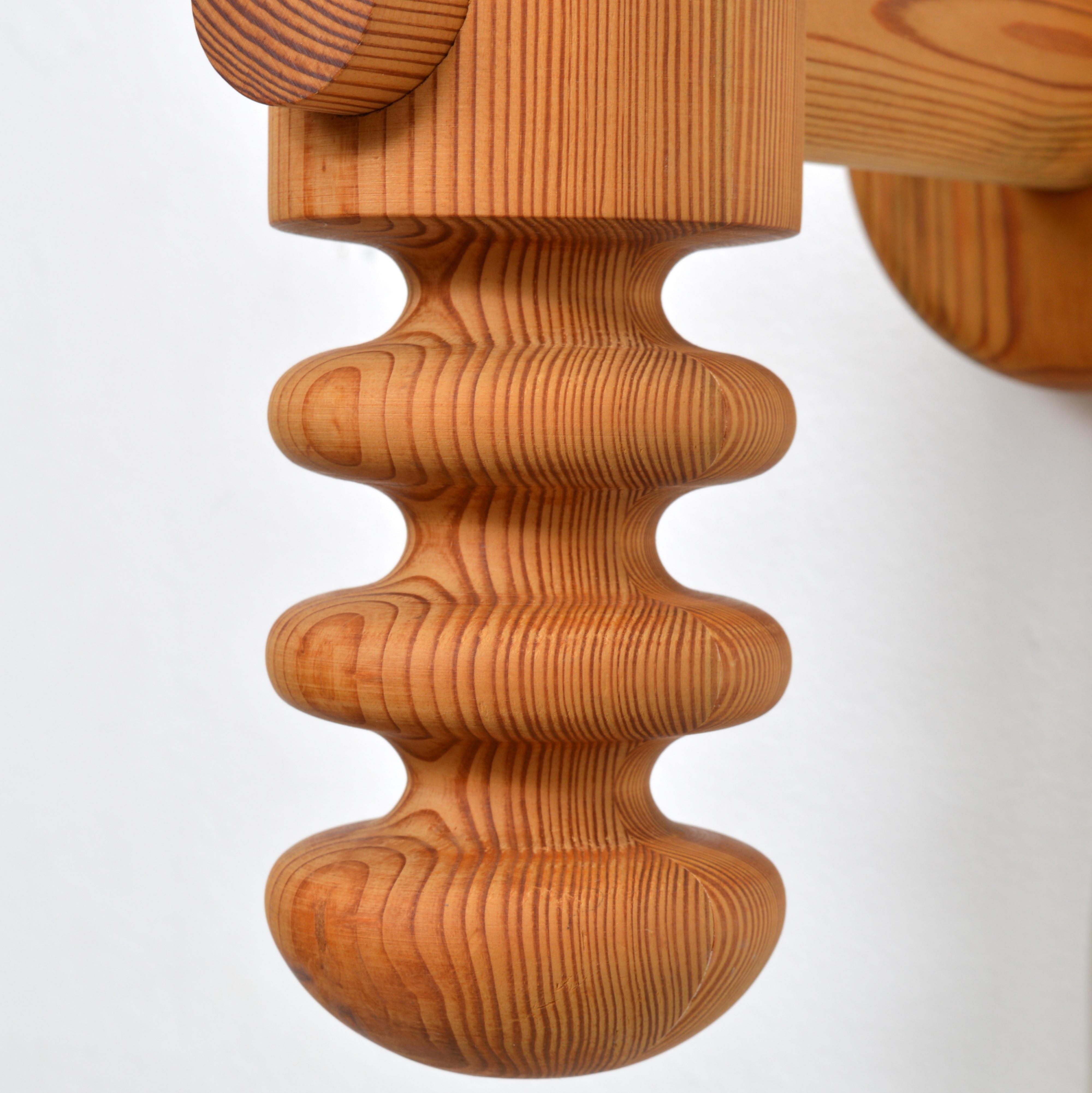 Uno Kristiansson Luxus Wall Light / Sconce Solid Pine Sweden, 1960s For Sale 1