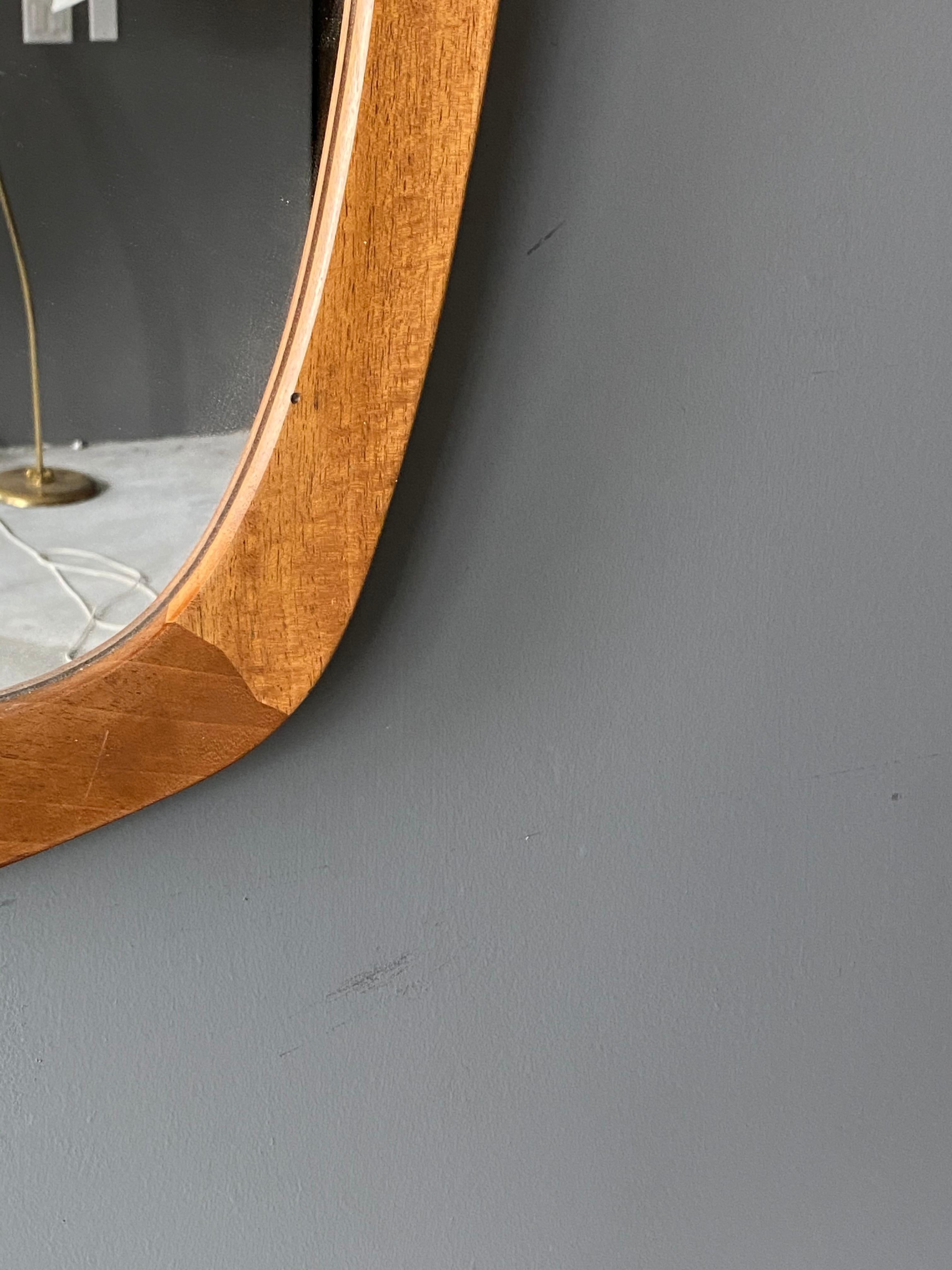 Mid-Century Modern Uno Kristiansson, Organic Wall Mirror, Stained Oak, Vittsjö Möbel, Sweden, 1960s