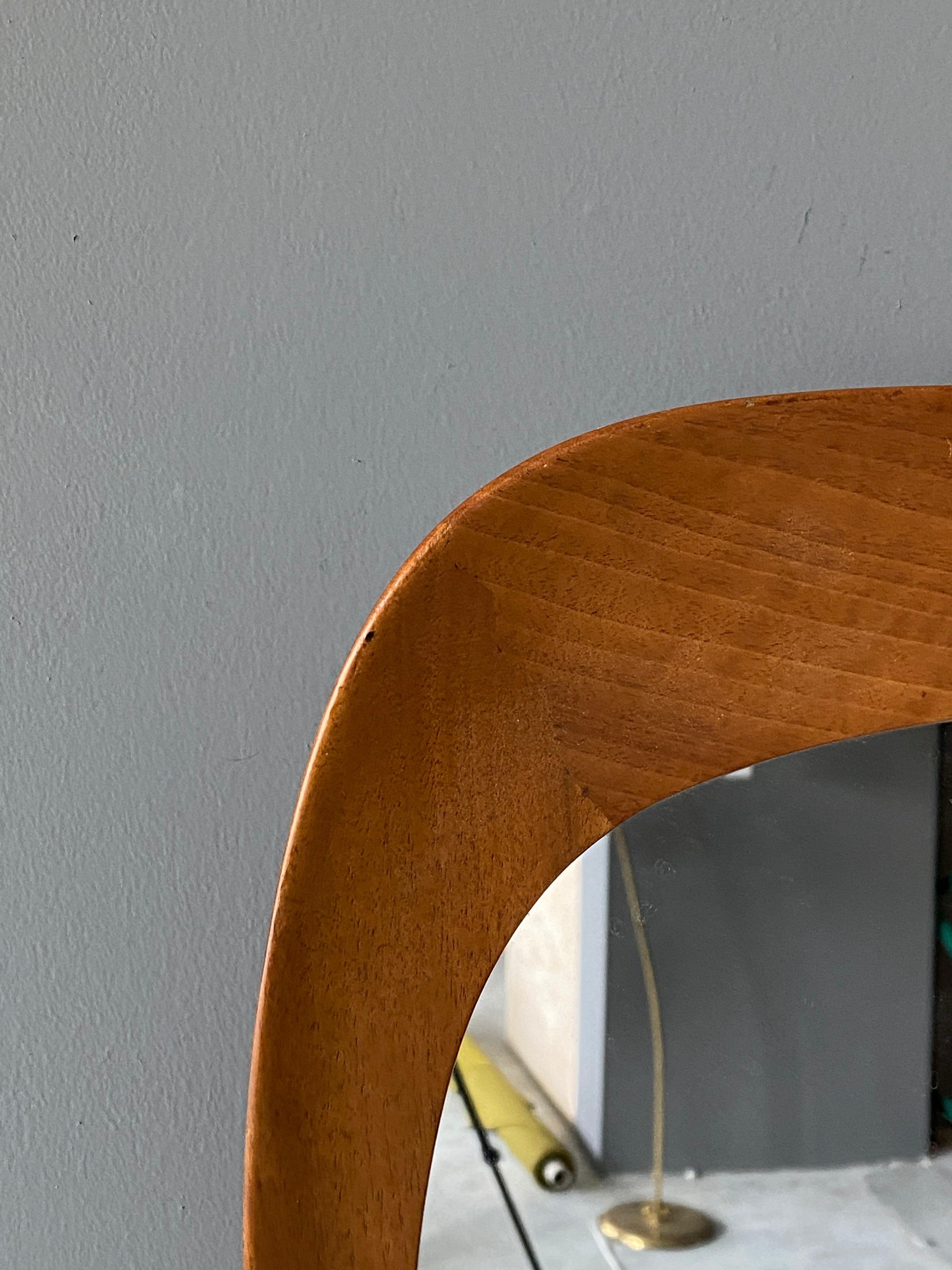 Swedish Uno Kristiansson, Organic Wall Mirror, Stained Oak, Vittsjö Möbel, Sweden, 1960s