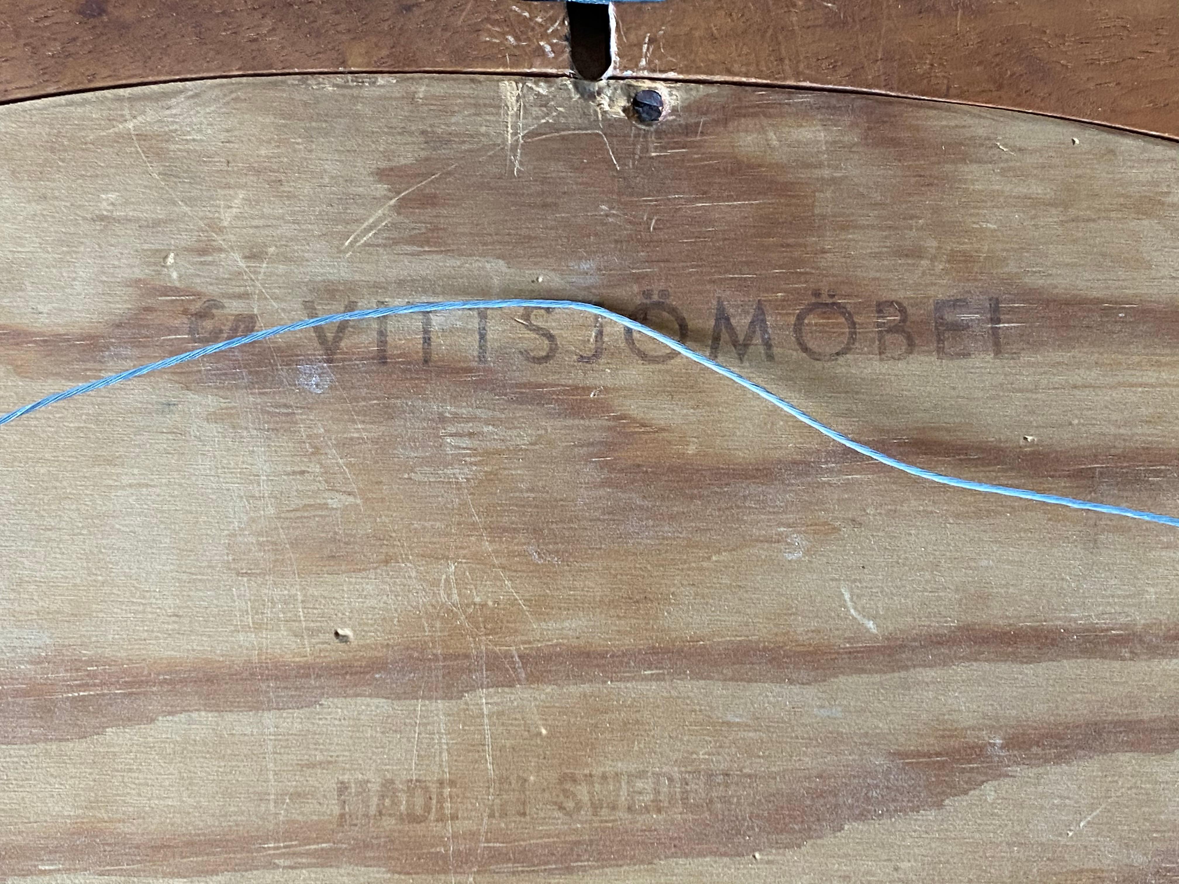 Pine Uno Kristiansson, Organic Wall Mirror, Stained Oak, Vittsjö Möbel, Sweden, 1960s