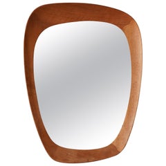 Uno Kristiansson, Organic Wall Mirror, Stained Oak, Vittsjö Möbel, Sweden, 1960s