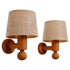 Uno Kristiansson, Sconces / Wall Lights, Solid Pine, Luxus Sweden, 1960s