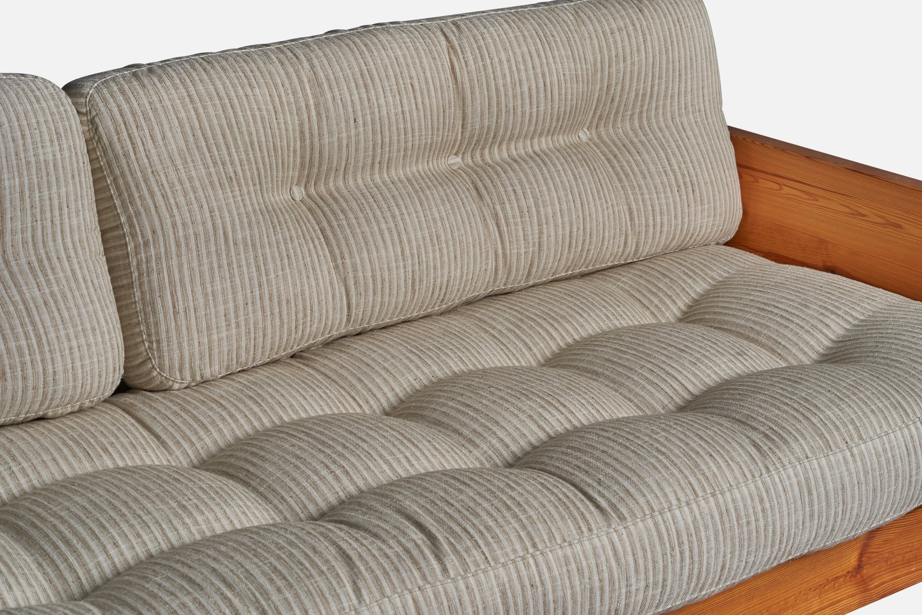 Swedish Uno Kristiansson, Sofa, Pine, Fabric, Sweden, 1970s For Sale