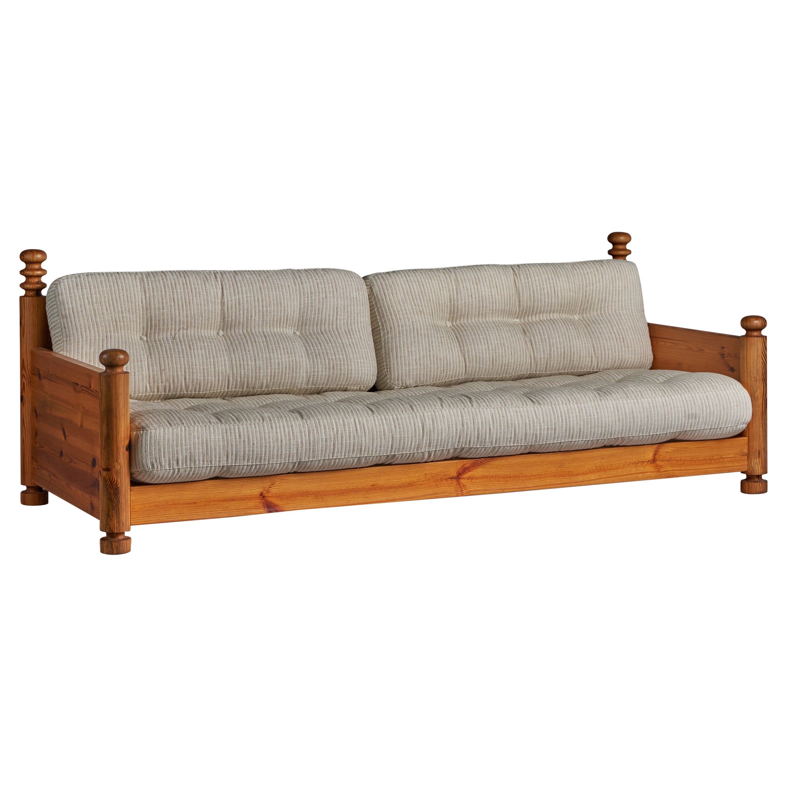 Uno Kristiansson, Sofa, Pine, Fabric, Sweden, 1970s For Sale