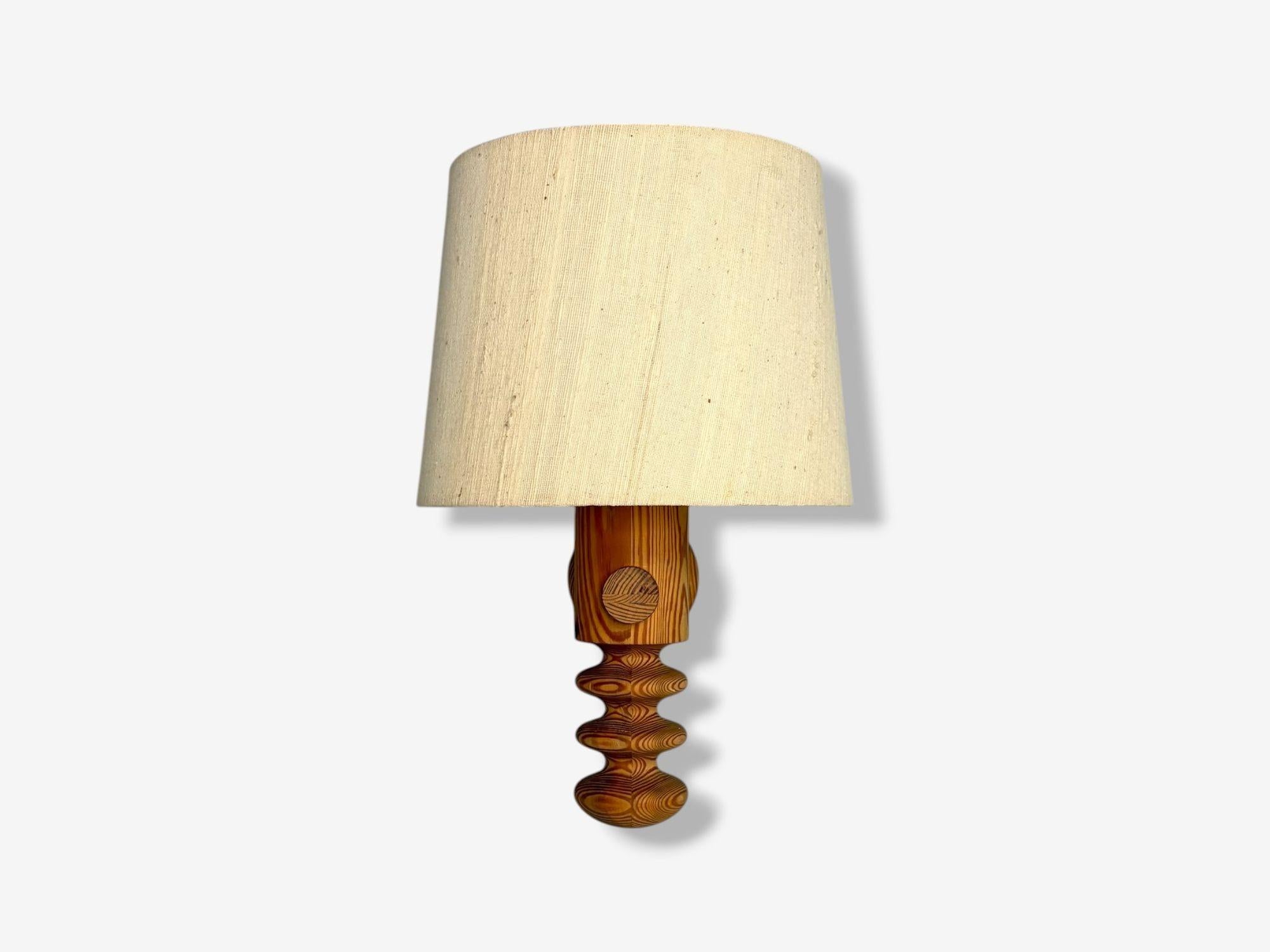 Scandinavian Modern Uno Kristiansson, Swedish Modern, Pine, Fabric, Wall Sconce, Sweden, 1970s For Sale
