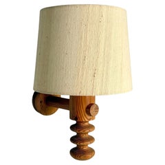 Uno Kristiansson, Swedish Modern, Pine, Fabric, Wall Sconce, Sweden, 1970s