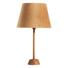 Uno Kristiansson, Lampe de Table, Chêne, Tissu, Suède, 1970