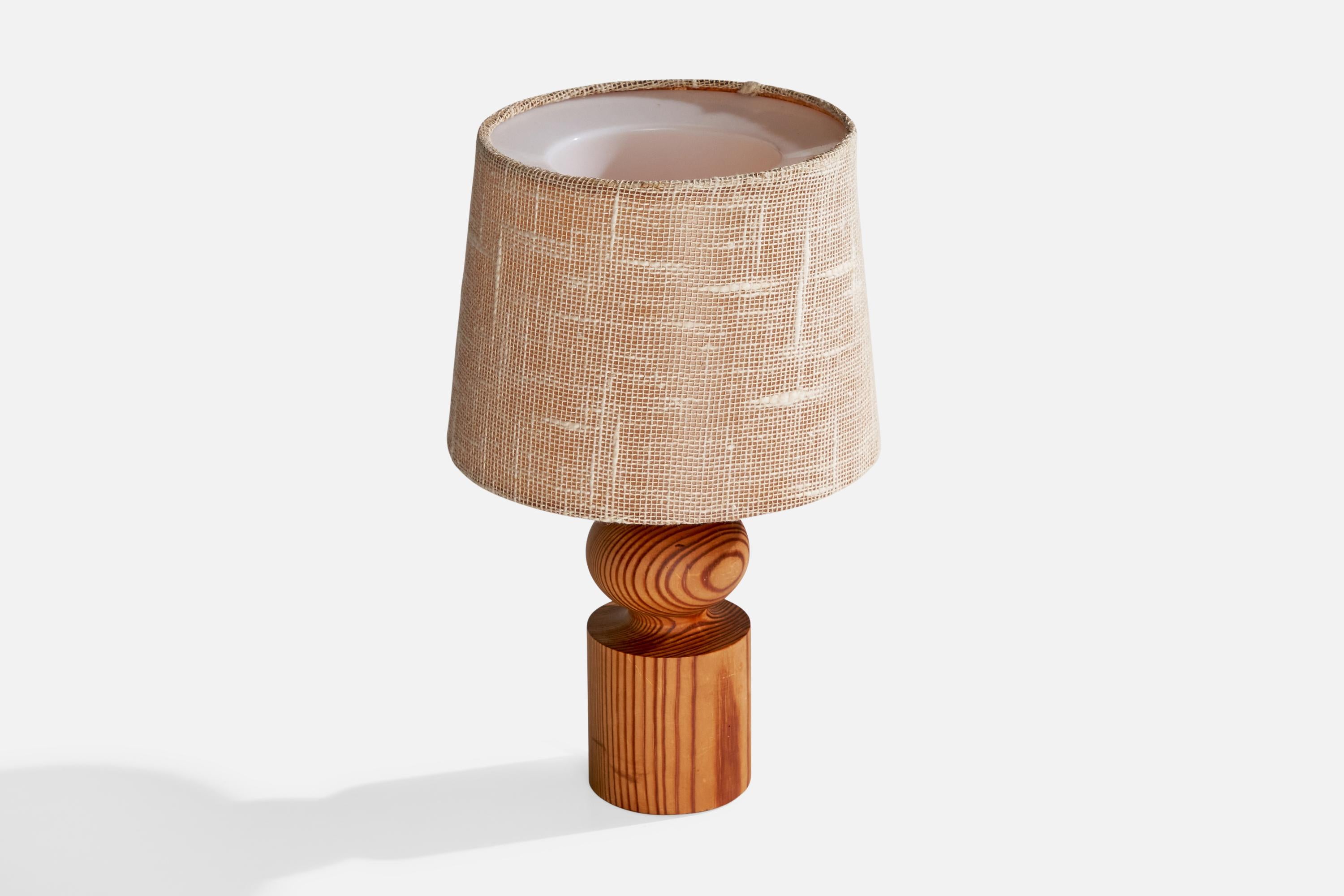 Scandinave moderne Uno Kristiansson, lampe de bureau, pin, acrylique, tissu, Suède, années 1960 en vente