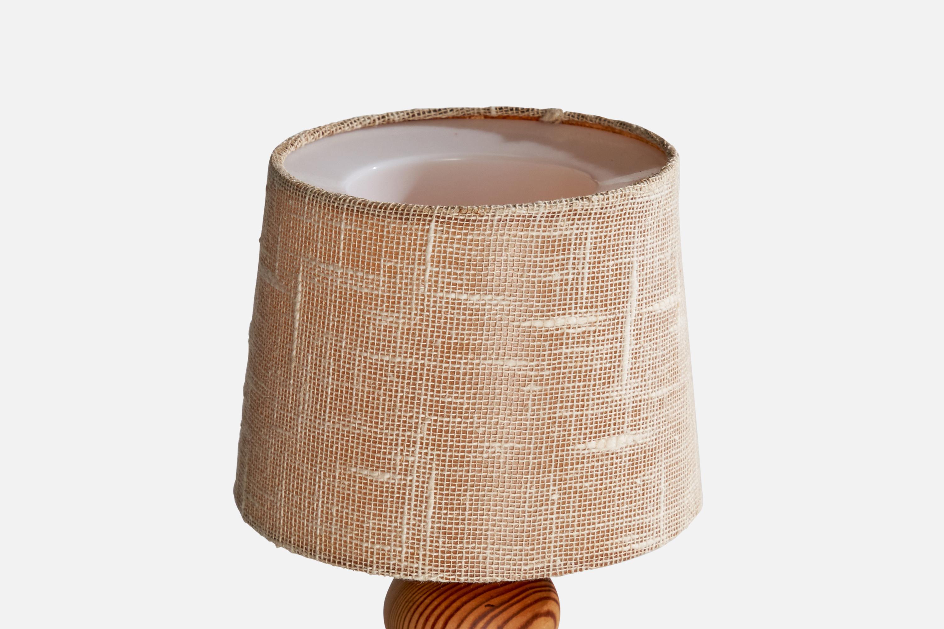 Suédois Uno Kristiansson, lampe de bureau, pin, acrylique, tissu, Suède, années 1960 en vente