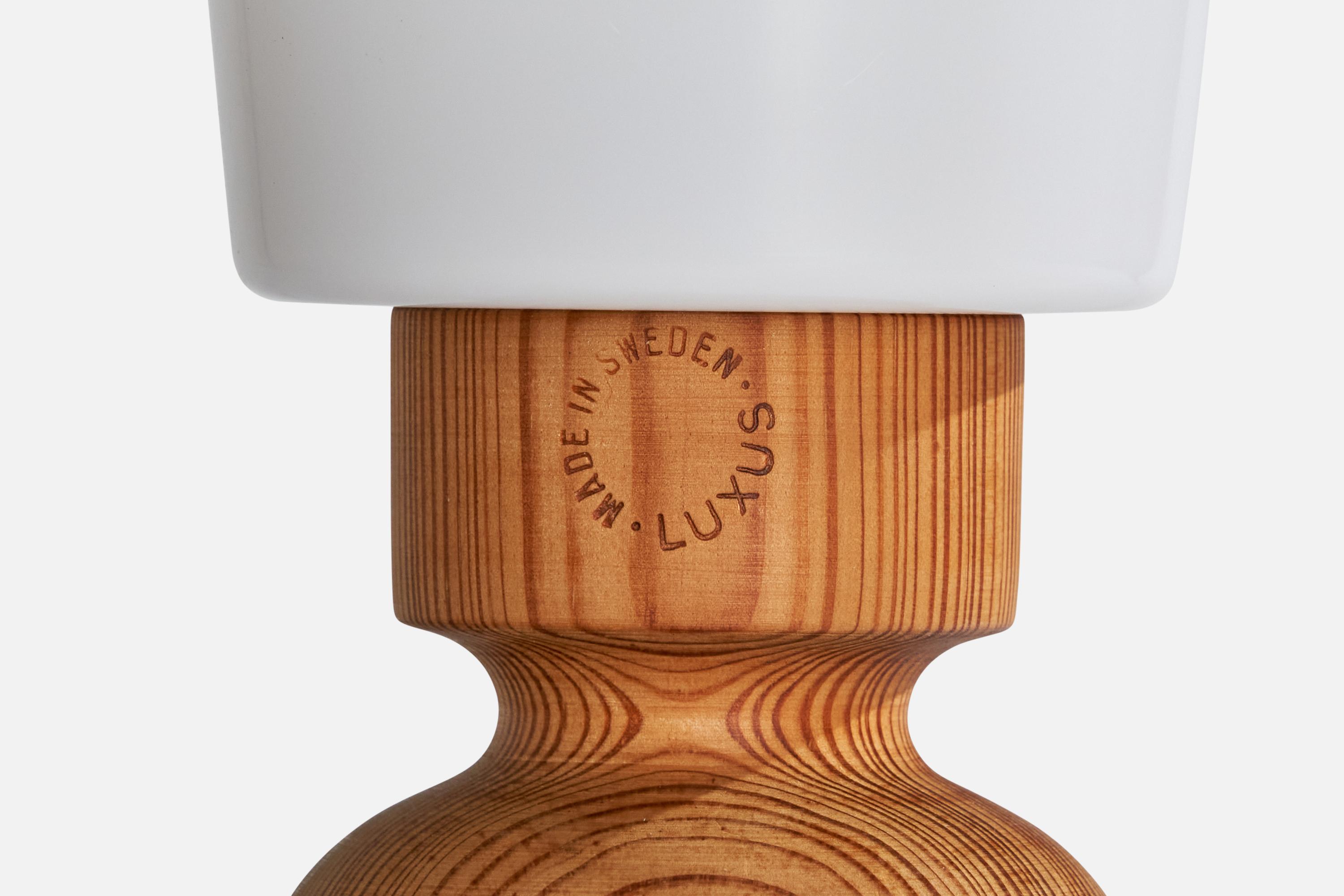 Tissu Uno Kristiansson, lampe de bureau, pin, acrylique, tissu, Suède, années 1960 en vente