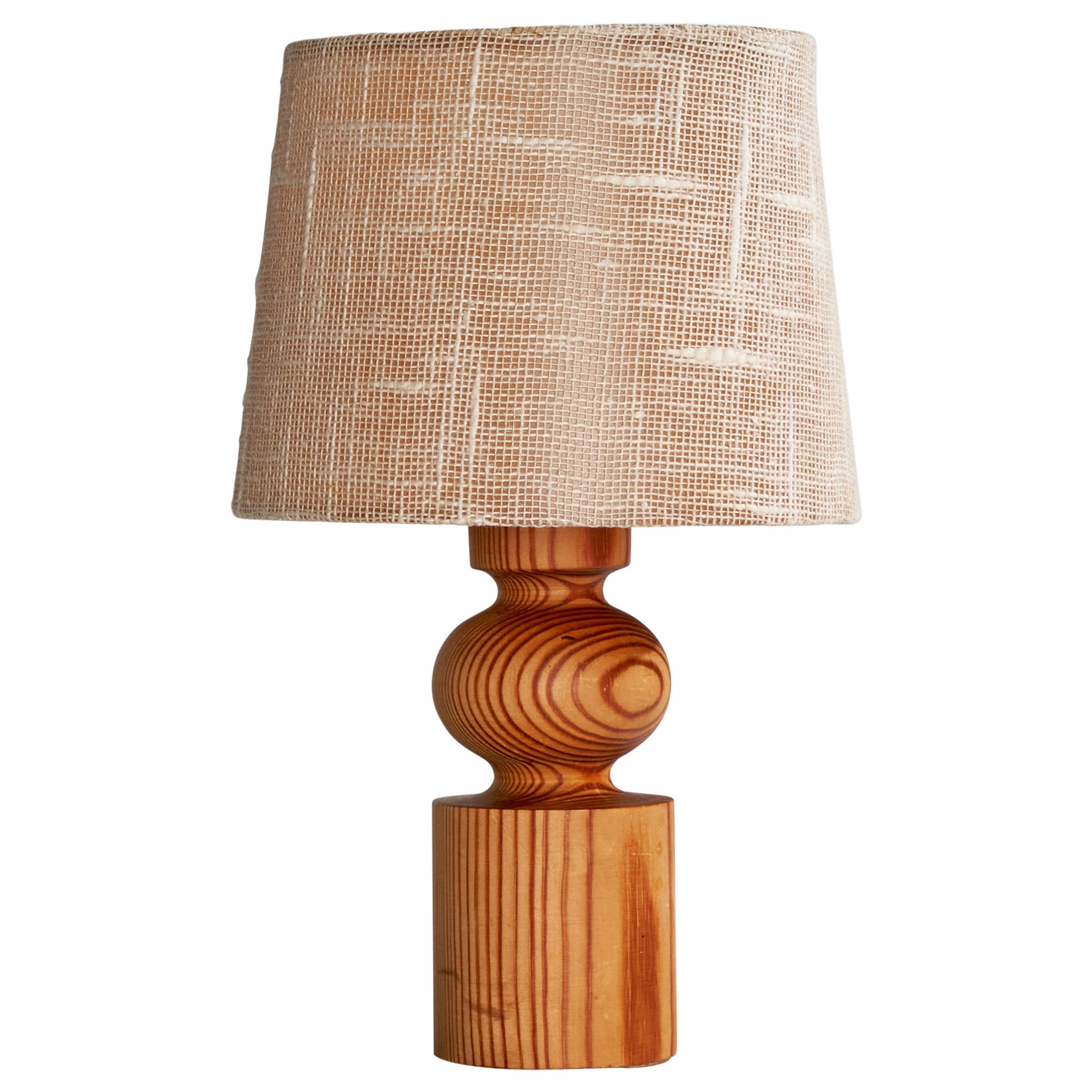 Uno Kristiansson, Table Lamp, Pine, Acrylic, Fabric, Sweden, 1960s