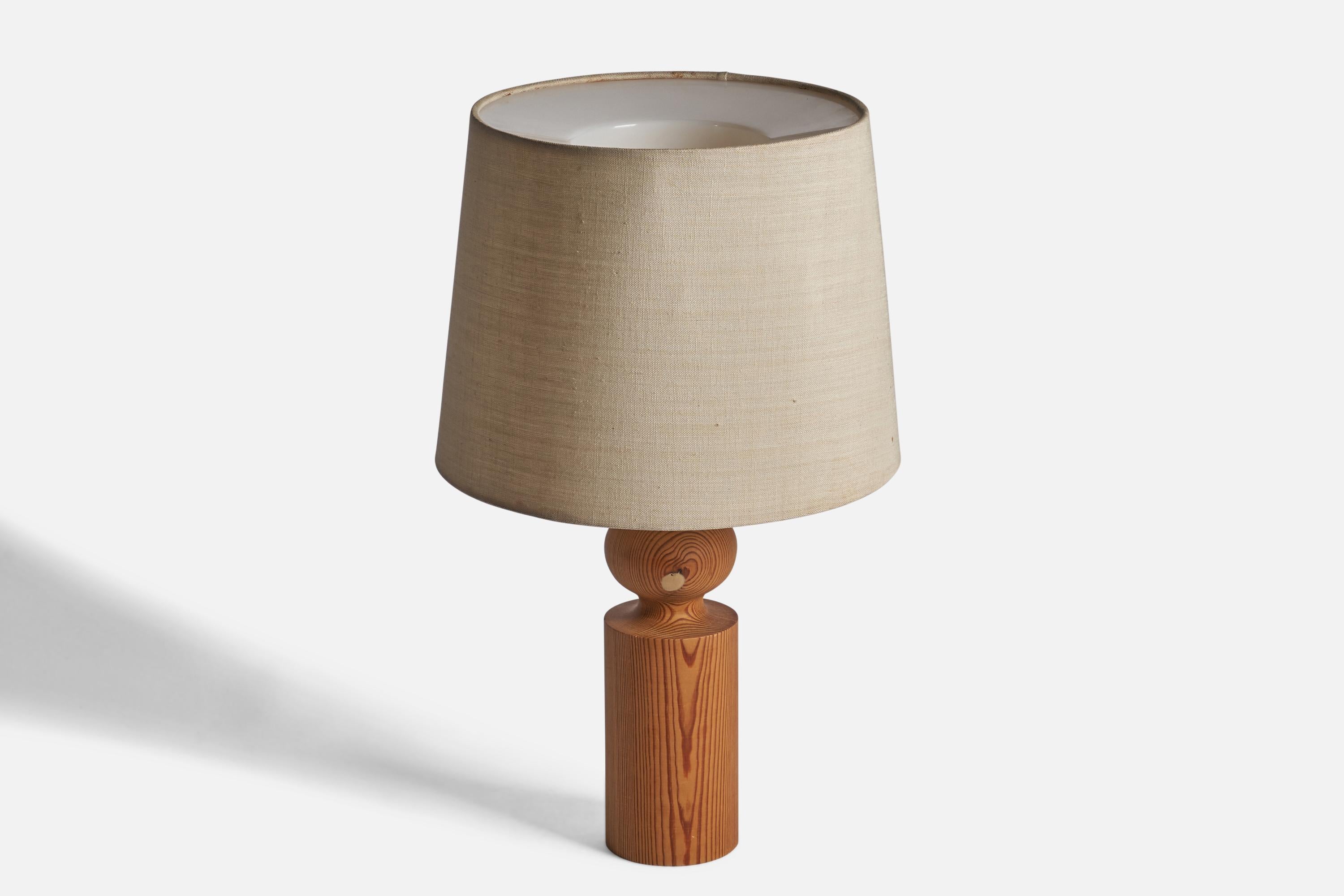 Post-Modern Uno Kristiansson, Table Lamp, Pine, Fabric, Sweden, 1960s For Sale