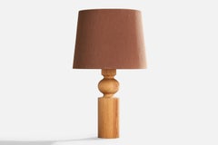 Uno Kristiansson, Table Lamp, Pine, Fabric, Sweden, 1970s