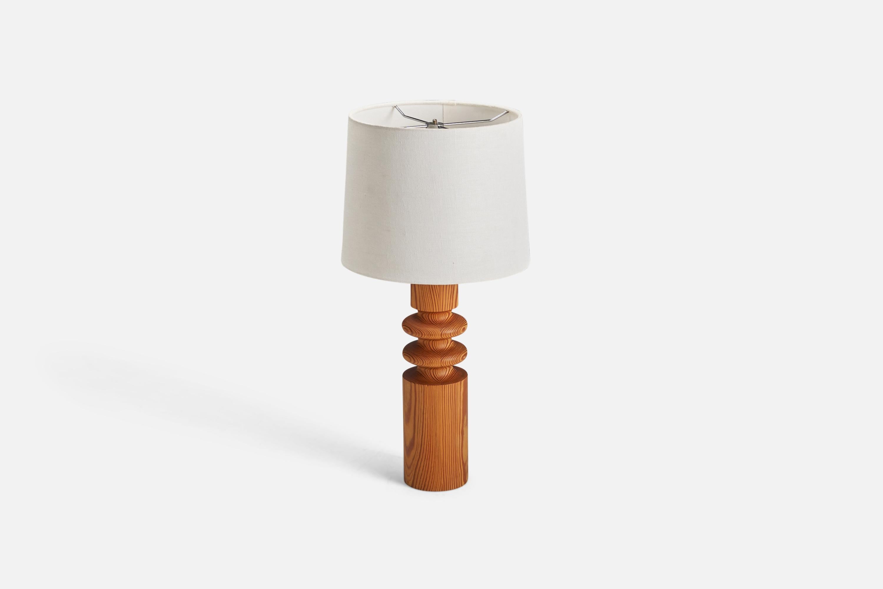 Mid-Century Modern Uno Kristiansson, Table Lamp, Pine, Sweden, 1970s For Sale