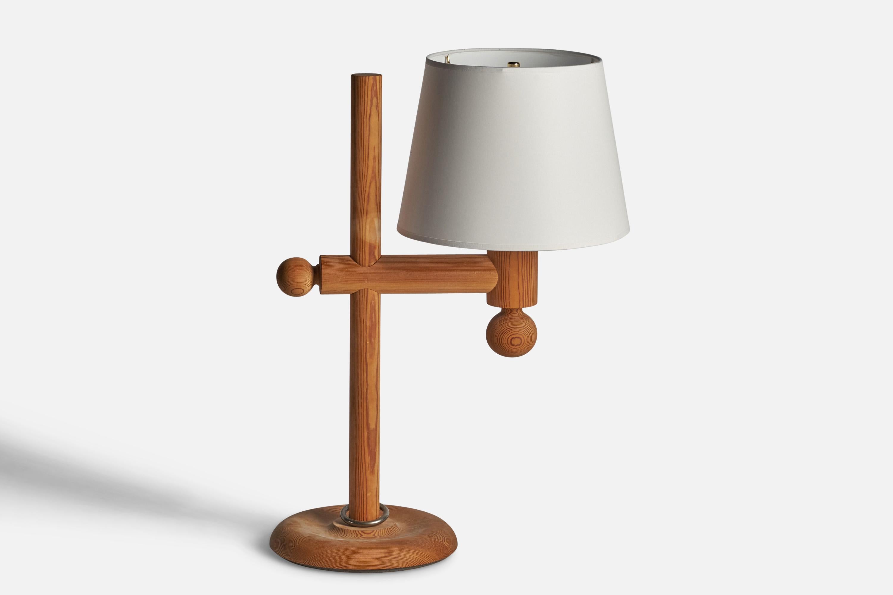 Post-Modern Uno Kristiansson, Table Lamp, Pine, Sweden, 1970s For Sale