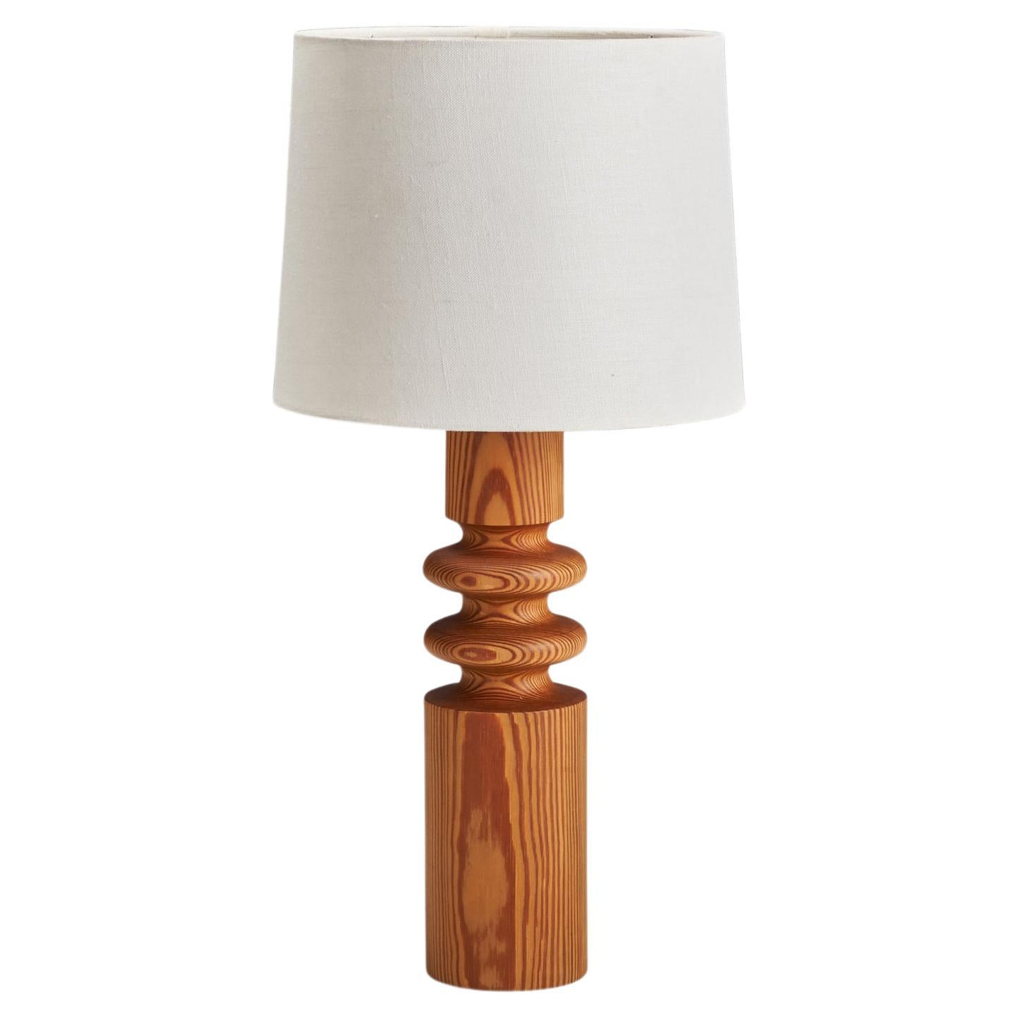 Uno Kristiansson, Table Lamp, Pine, Sweden, 1970s For Sale