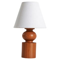 Uno Kristiansson, Table Lamp, Solid Pine, Luxus, Sweden, 1960s