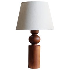 Uno Kristiansson, Table Lamp, Stained Solid Pine, Luxus, Sweden, 1960s