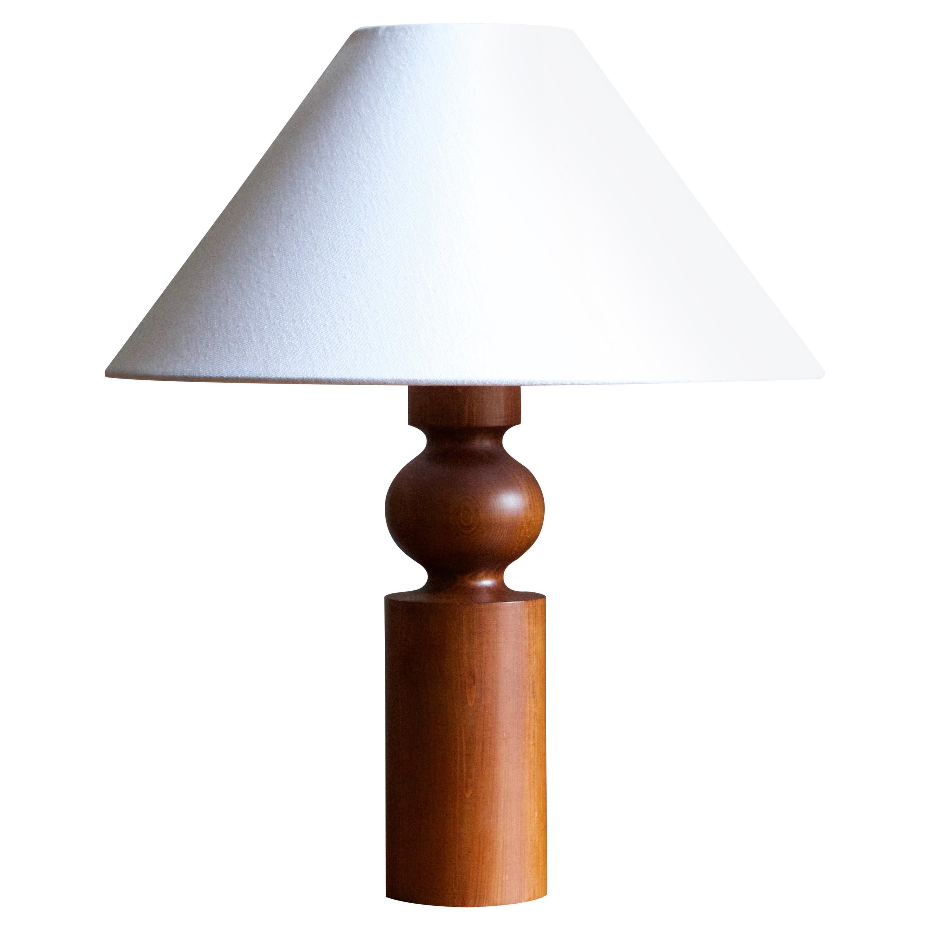 Uno Kristiansson, Table Lamp, Stained Solid Pine, Luxus, Sweden, 1960s