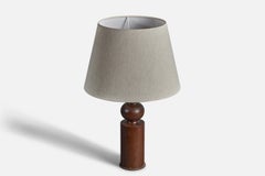 Uno Kristiansson, Tischlampe, gedrechselt, massive gebeizte Kiefer, Luxus, Schweden, 1970er Jahre
