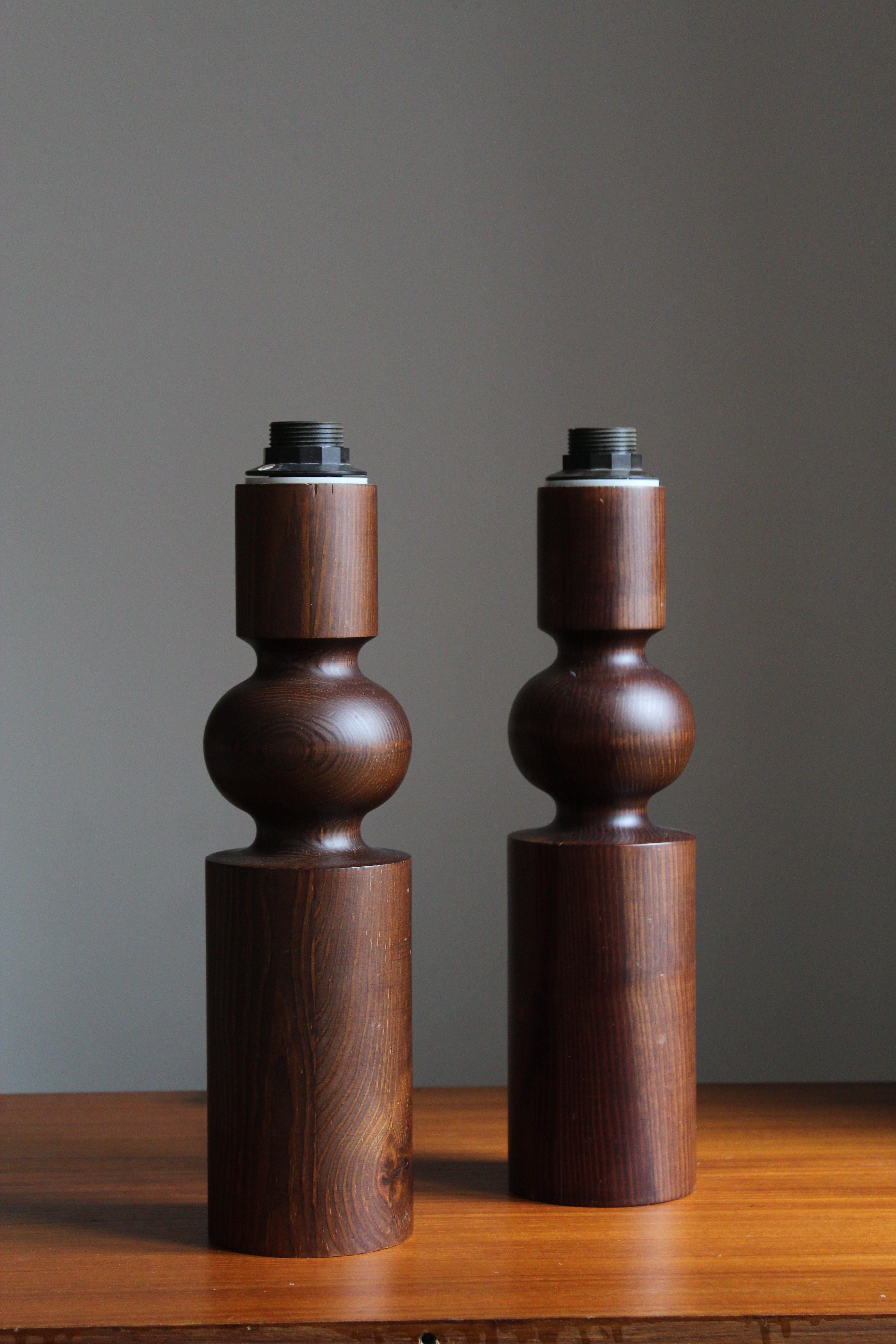 Mid-Century Modern Uno Kristiansson, Table Lamps, Stained Solid Pine, Luxus, Sweden, 1960s