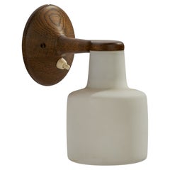 Uno Kristiansson, Wall Light, Oak, Glass, Sweden, 1970s