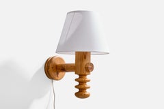 Uno Kristiansson, Wandleuchte, Kiefernholz, Stoff, Schweden, 1970er Jahre