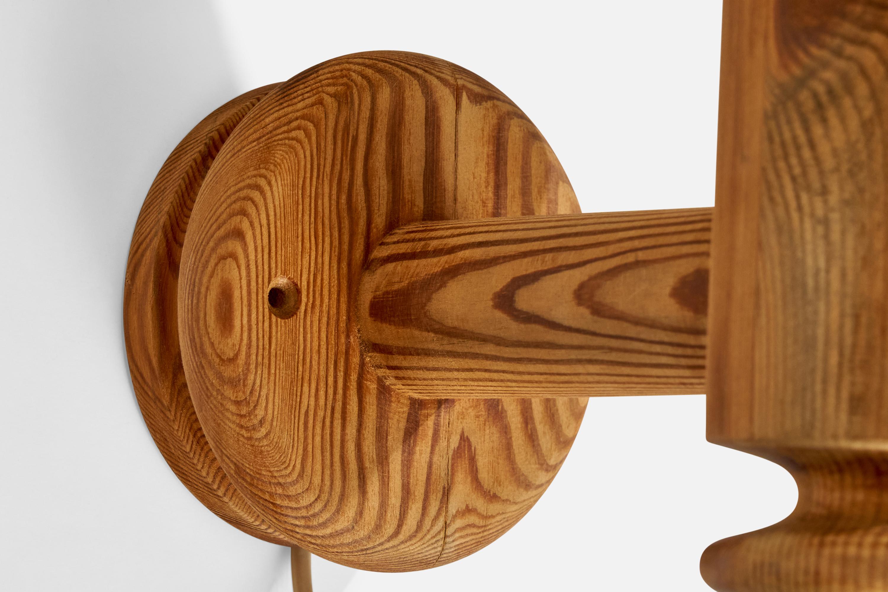 Late 20th Century Uno Kristiansson, Wall Light, Pine, Fabric, Sweden, 1970s For Sale
