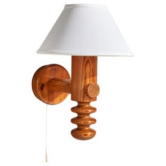 Uno Kristiansson, Wall Light, Pine, Fabric, Sweden, 1970s
