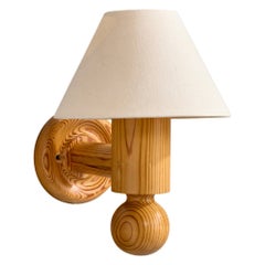 Uno Kristiansson, Wall Light, Pine, Fabric, Sweden, 1970s