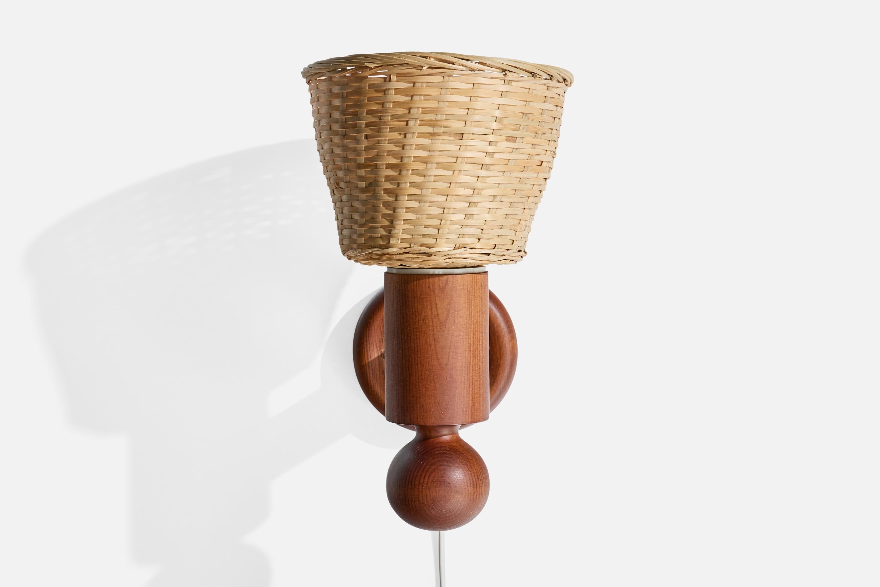 Uno Kristiansson, Aplique, Pino, Ratán, Suecia, 1970s Moderno de mediados de siglo en venta