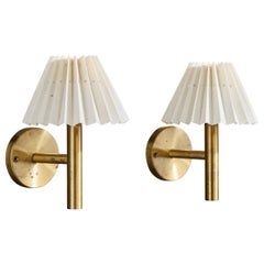 Uno Kristiansson, Wall Lights, Brass, Fabric, Sweden, 1960s