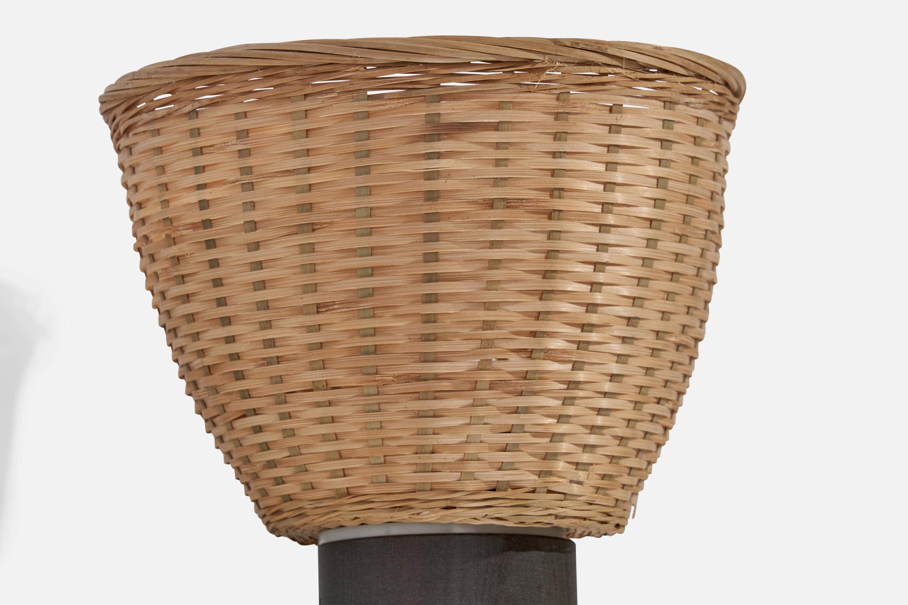 Uno Kristiansson, Wall Lights, Pine, Rattan, Sweden, 1970s For Sale 1