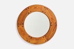 Uno Kristiansson, Wall Mirror, Pine, Sweden, 1970s