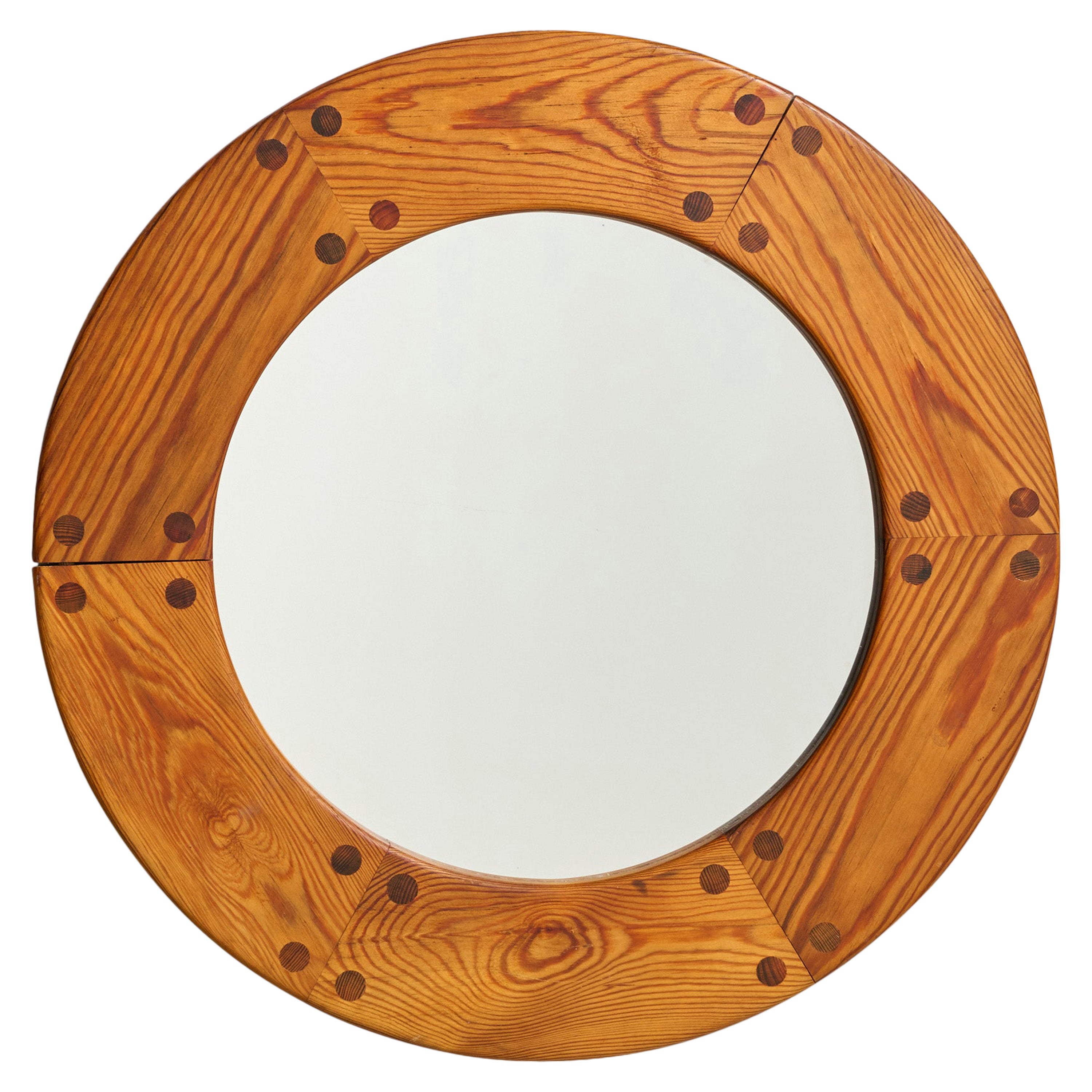Uno Kristiansson, Wall Mirror, Pine, Sweden, 1970s