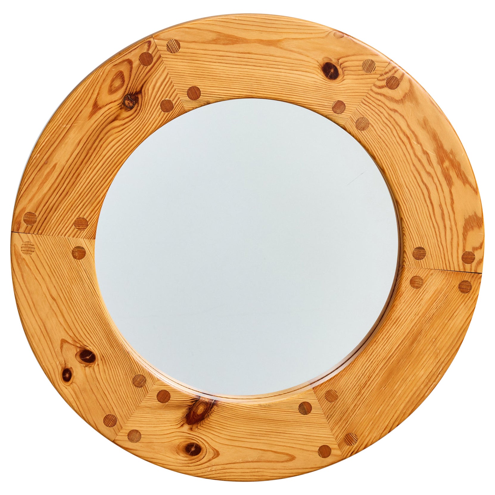 Uno Kristiansson, miroir mural en pin, Suède, années 1970