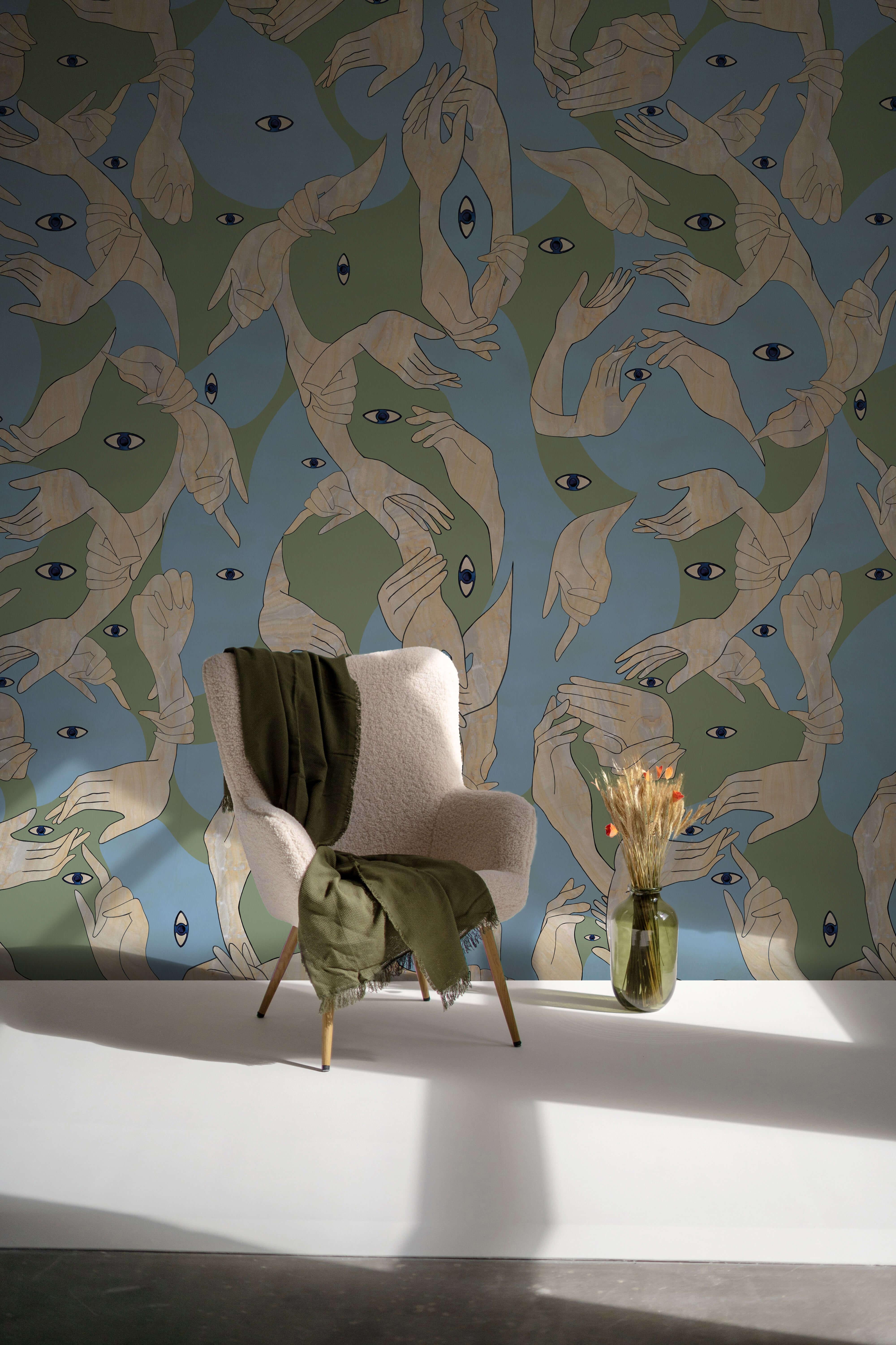 Uno, Nessuno Camouflage Chiaro Wallpaper, Racconti Collection In New Condition For Sale In Firenze, IT