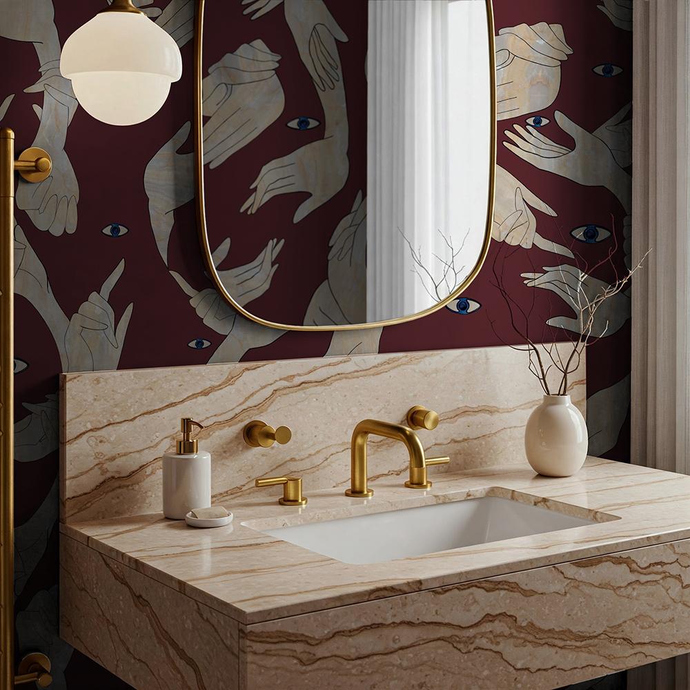 Fond : Rouge Classique Bourgogne
Sujet : Beige Onyx
Designer : Marika Tardio
Conçu à la main en art numérique
Fabriqué en : Italie

Support d'impression : Fine Art (recto 50% cellulose, verso non-tissé)
Encres Greenguard Gold, faibles