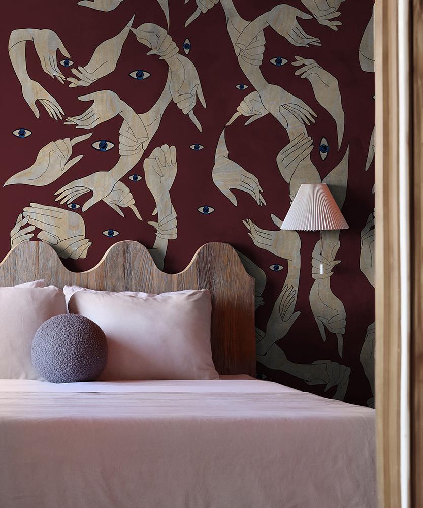 italien Uno, Nessuno Red Classic Burgandy Wallpaper, Collection Racconti en vente