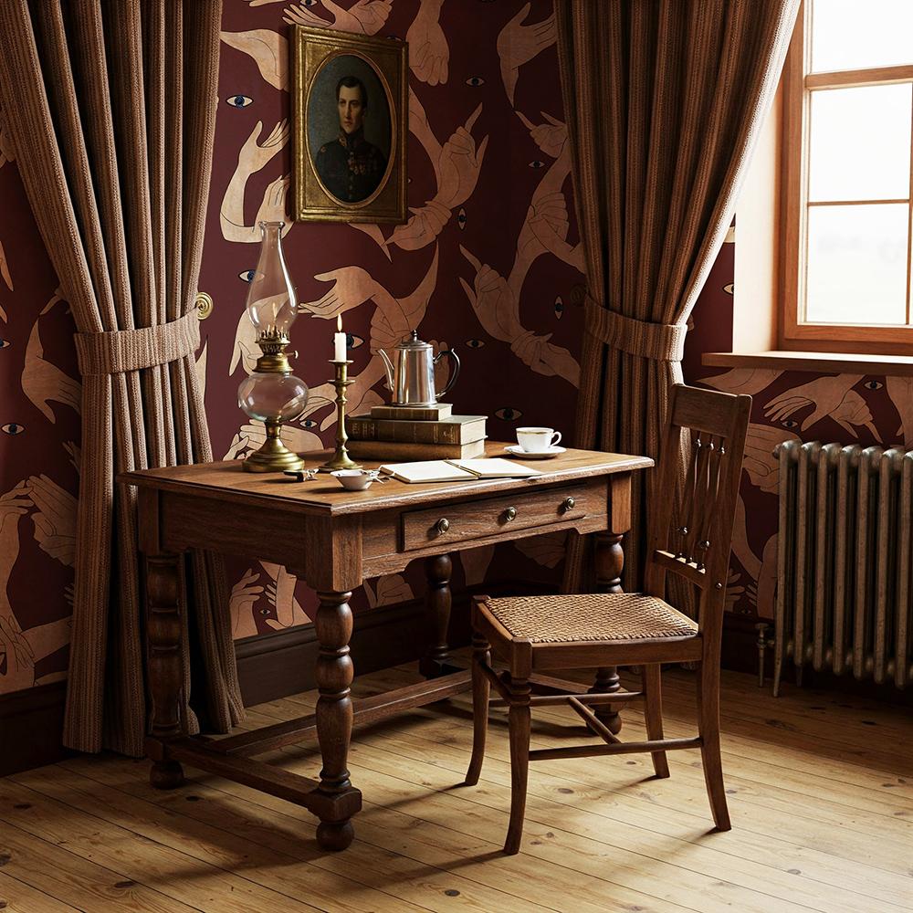 Uno, Nessuno Red Classic Burgandy Wallpaper, Collection Racconti Neuf - En vente à Firenze, IT