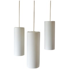 Uno & Östen Kristiansson for Luxus Frosted Triple Cylinder Pendant, circa 1960