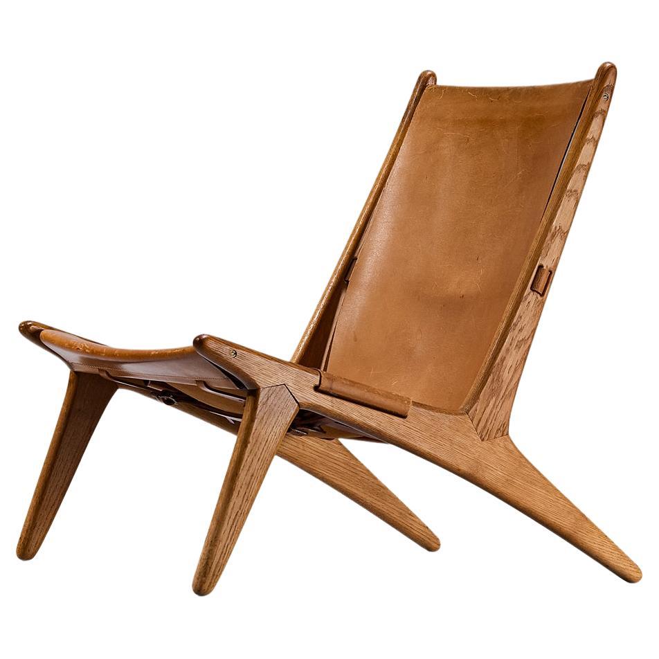 Uno & Östen Kristiansson for Luxus Hunting Chair in Leather and Oak  For Sale