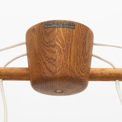 Uno & Osten Kristiansson for Luxus Light Oak and Glass 4 Pendants Chandelier