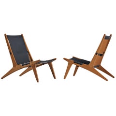 Uno & Östen Kristiansson for Luxus Pair of Hunting Chairs in Leather