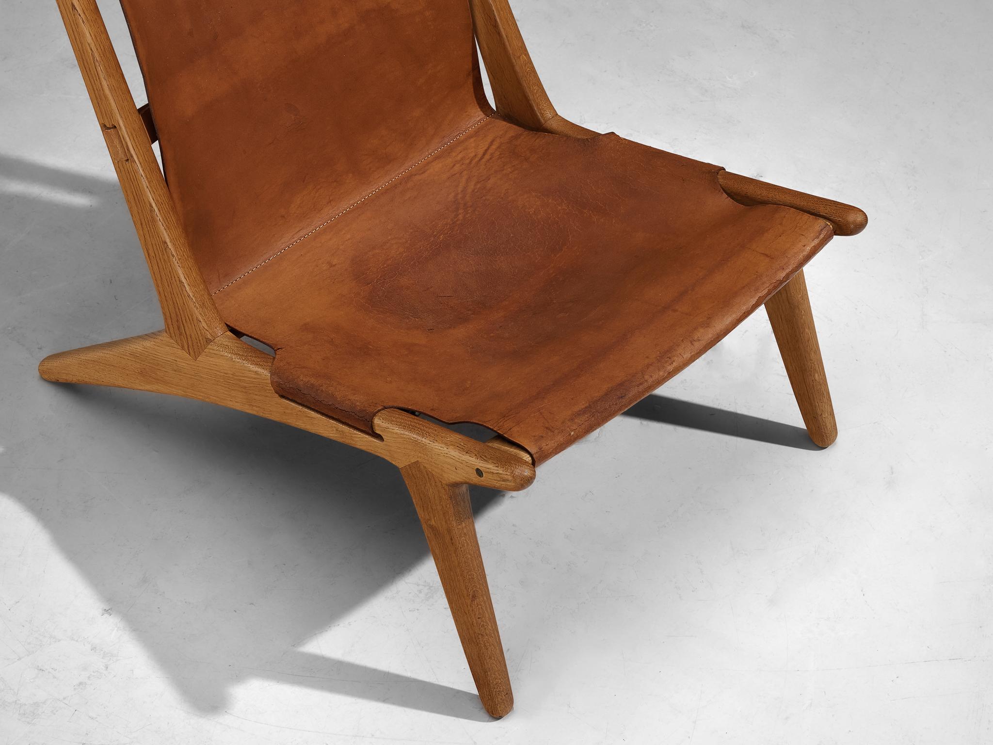 Uno & Östen Kristiansson for Luxus Pair of Hunting Chairs Leather and Oak For Sale 5