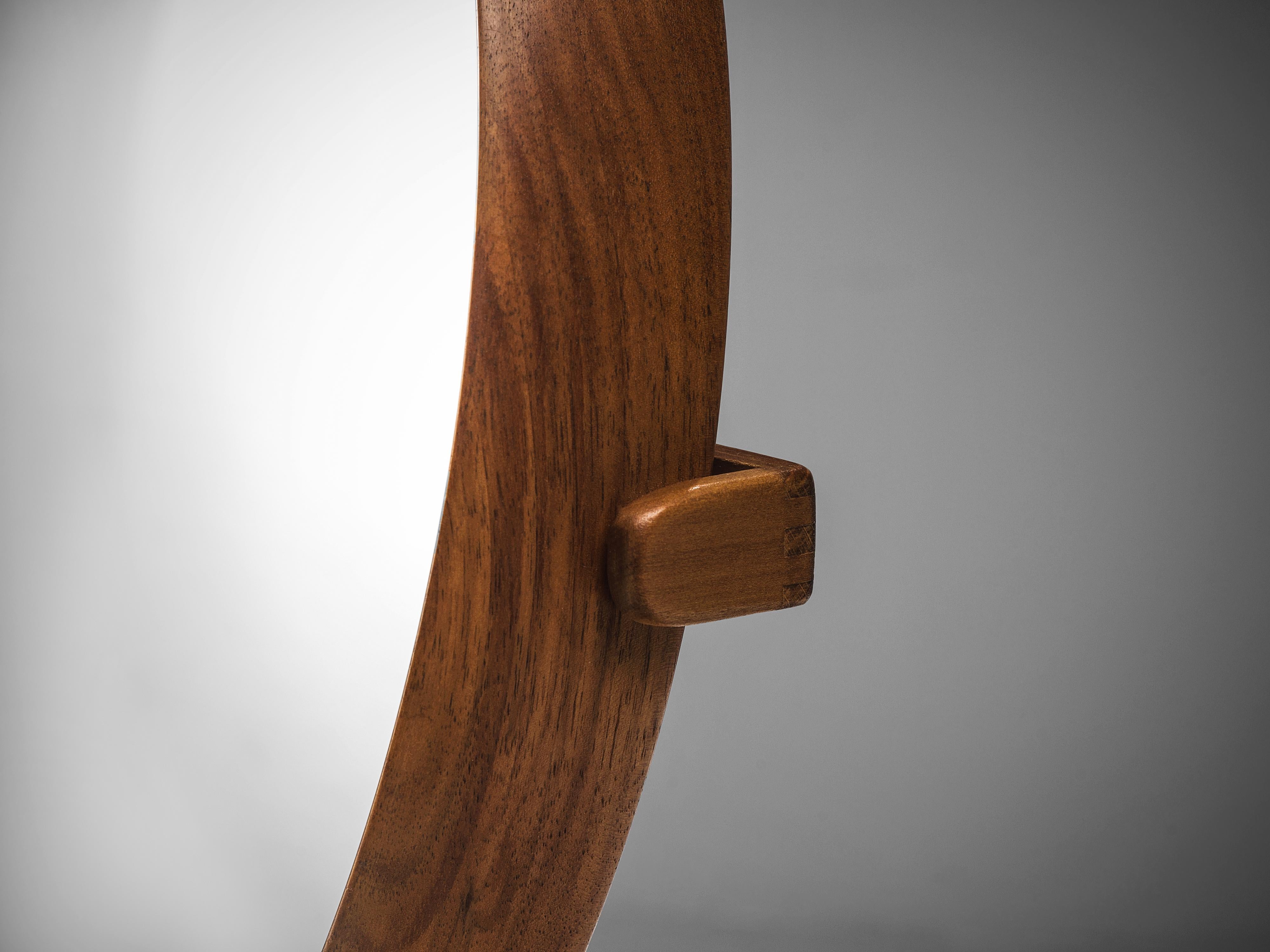 Uno & Östen Kristiansson for Luxus Round Table Mirror in Walnut 1