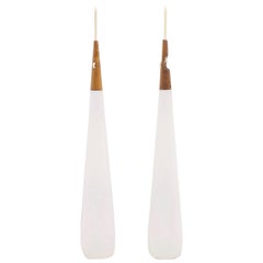 Uno 
Osten Kristiansson Glass and Teak Pendants for Luxus, Sweden